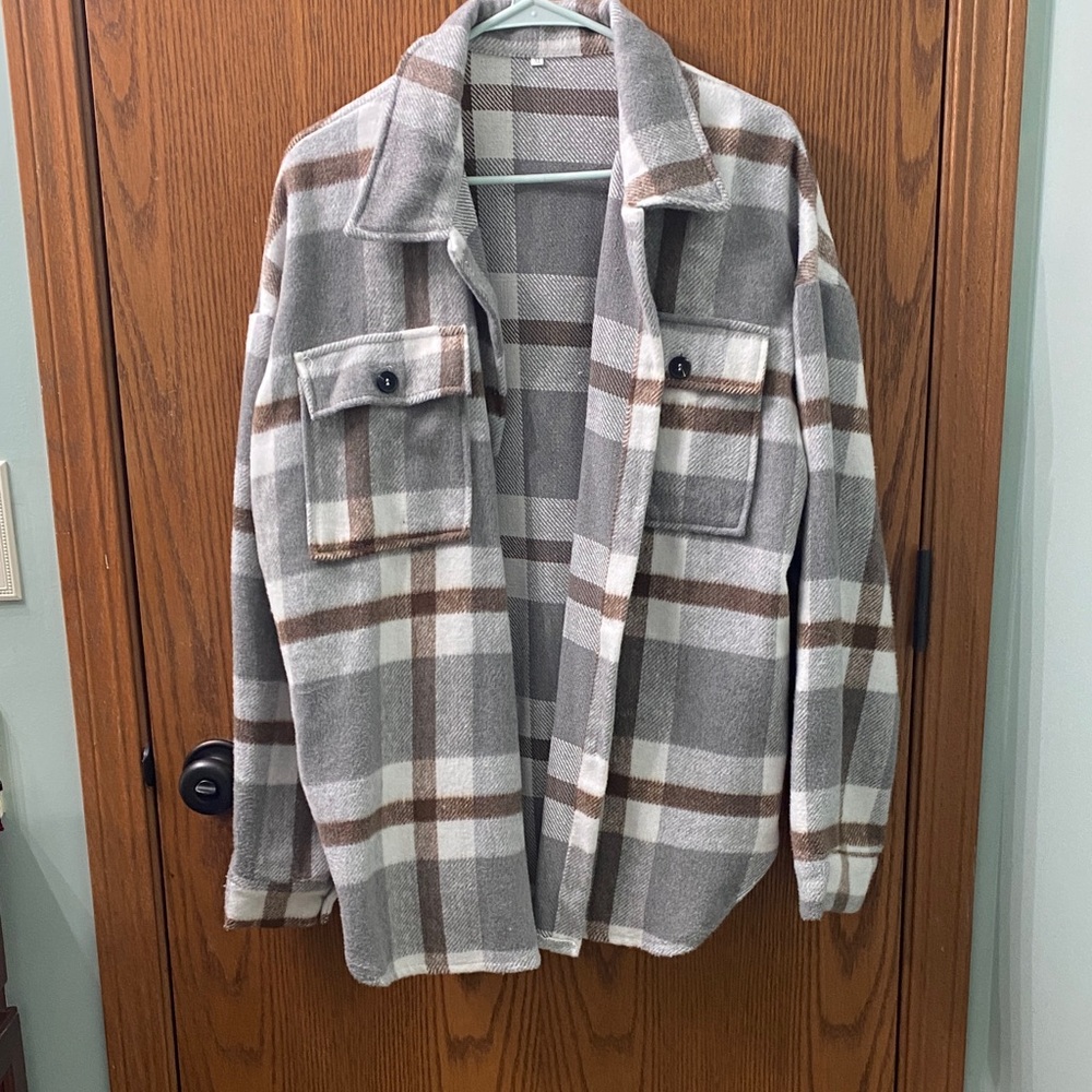 Plaid Button-Up Jacket